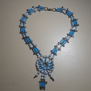 Safety pin handmade seed bead necklace